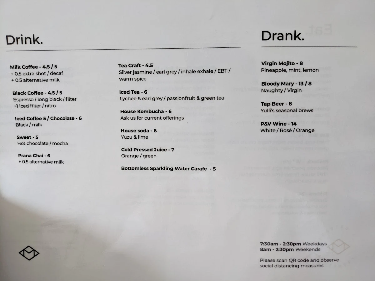 Menu, Mecca Coffee - Alexandria