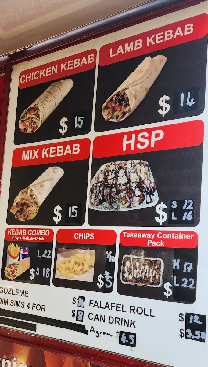 Menu, Unique Kebab