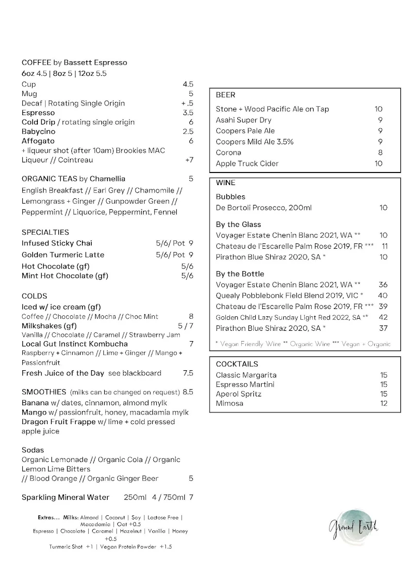 Menu, Ground Earth