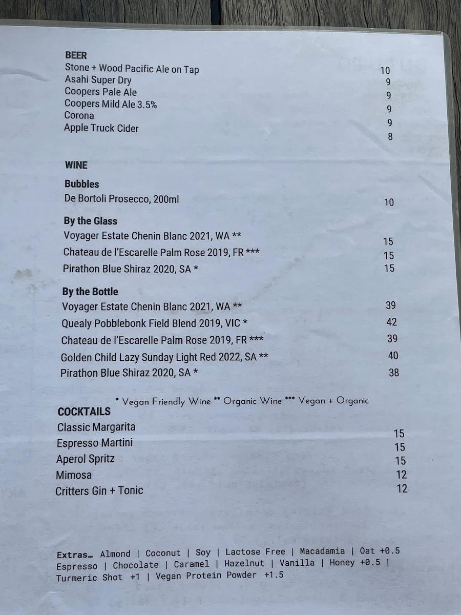 Menu, Ground Earth