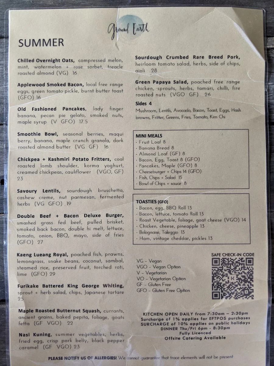 Menu, Ground Earth