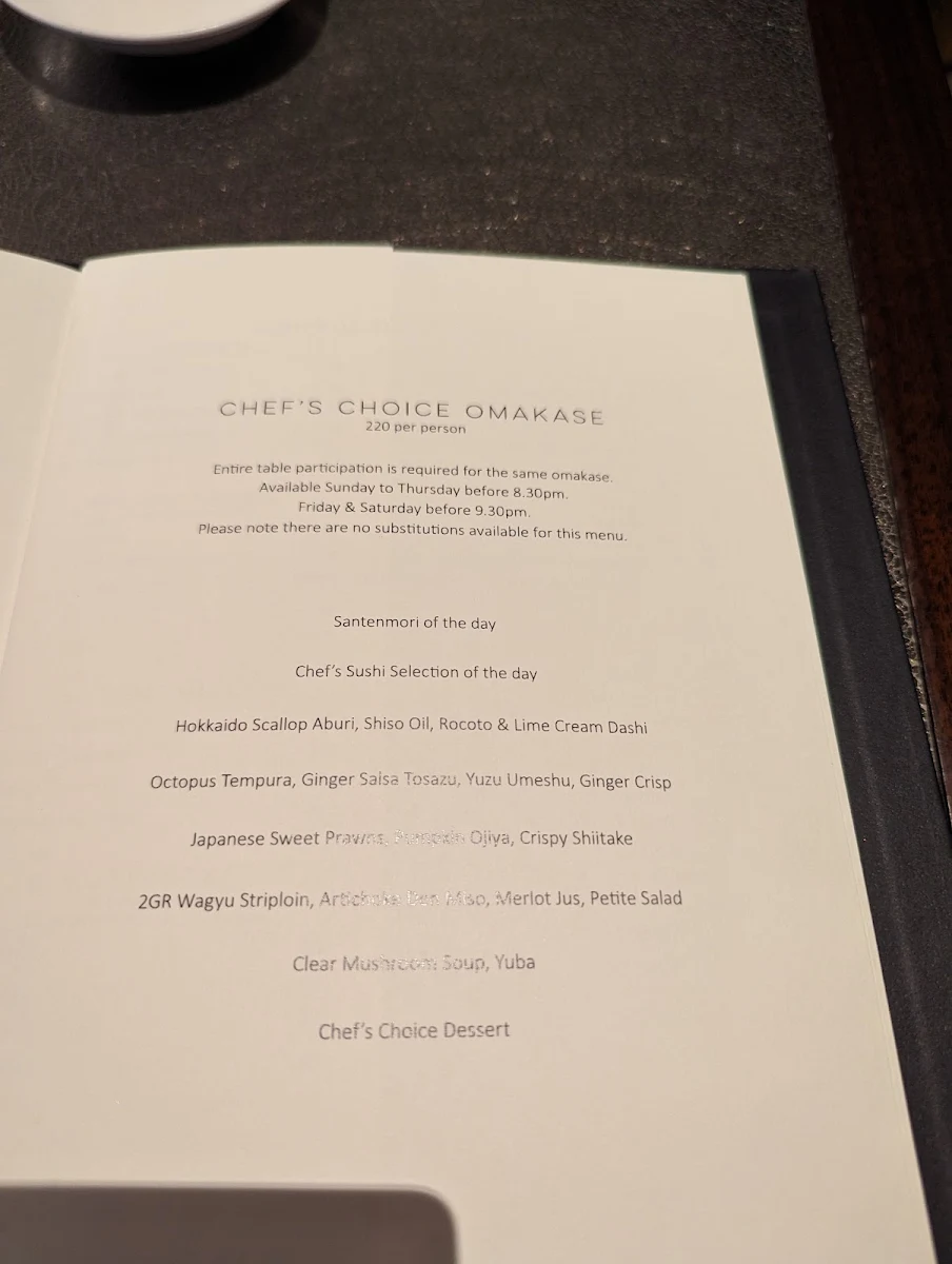 Menu, Nobu Perth