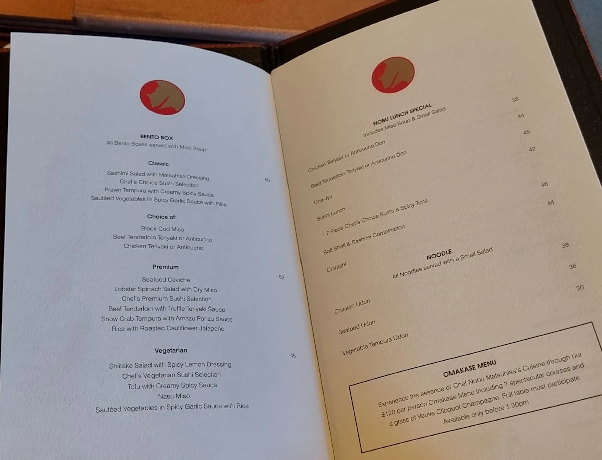 Menu, Nobu Perth