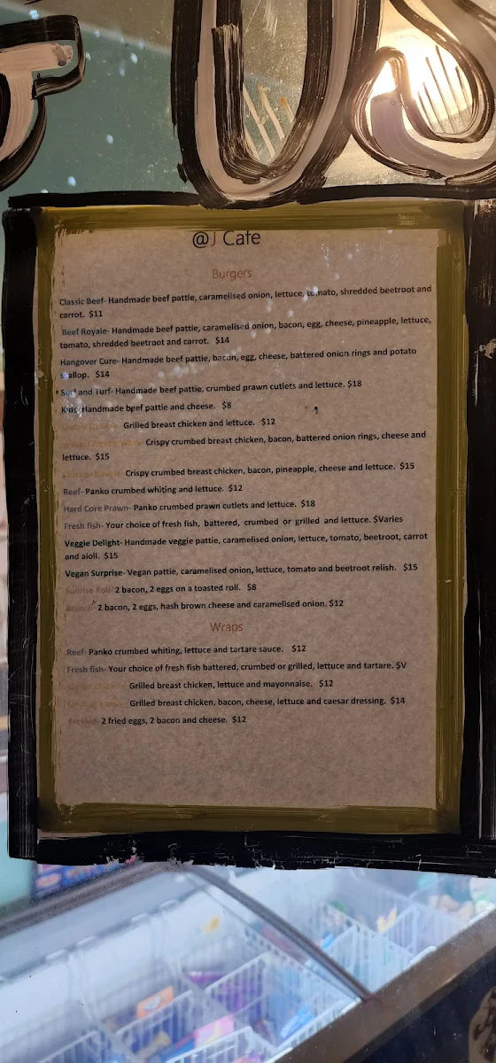 Menu, @J Cafe
