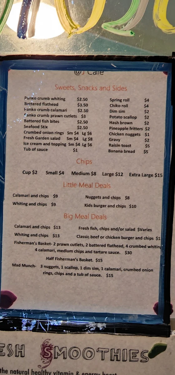 Menu, @J Cafe