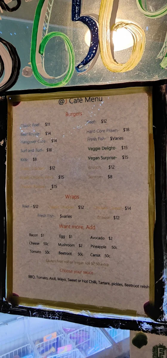 Menu, @J Cafe