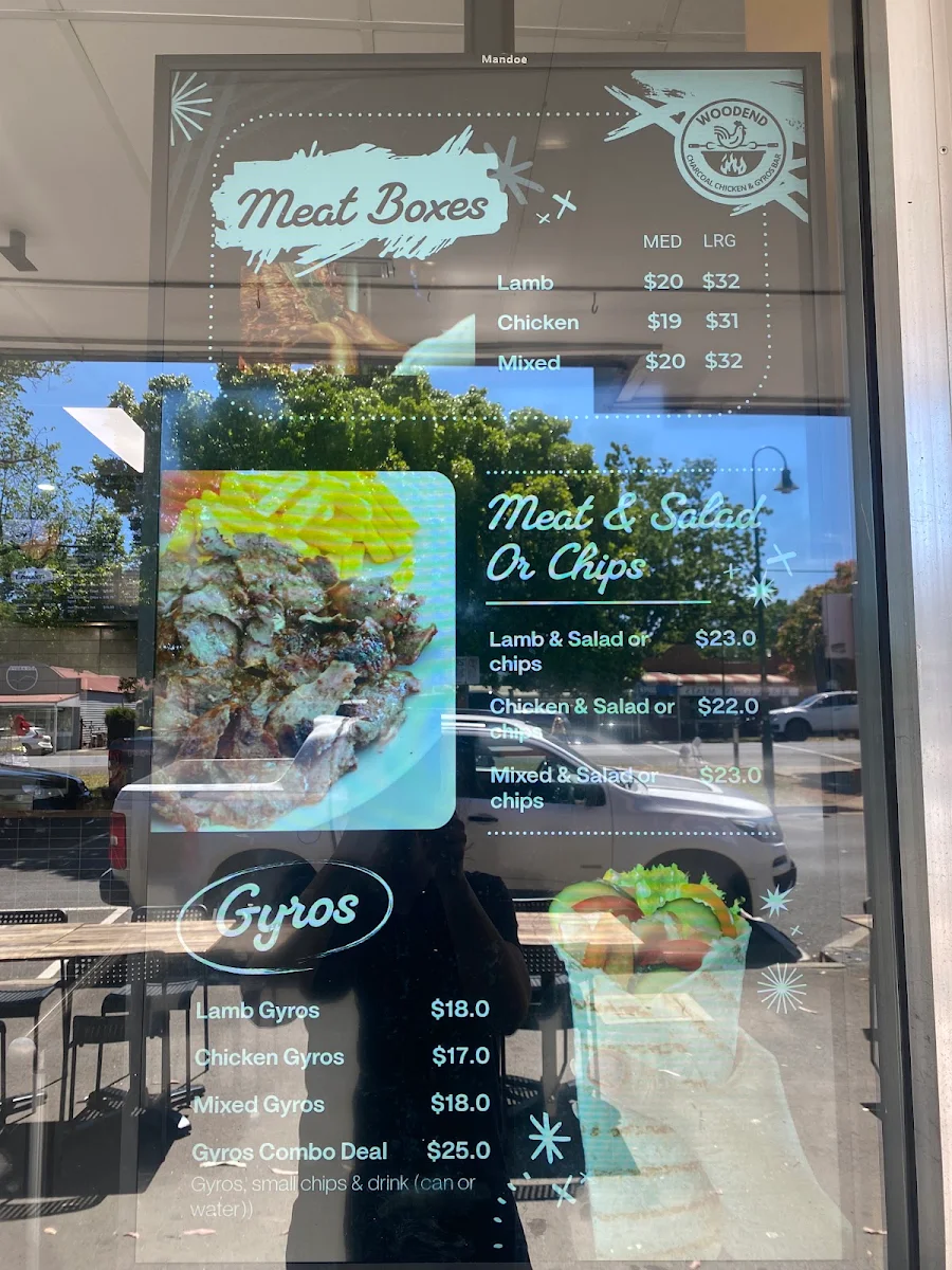 Menu, Woodend Charcoal Chicken & Gyros Bar