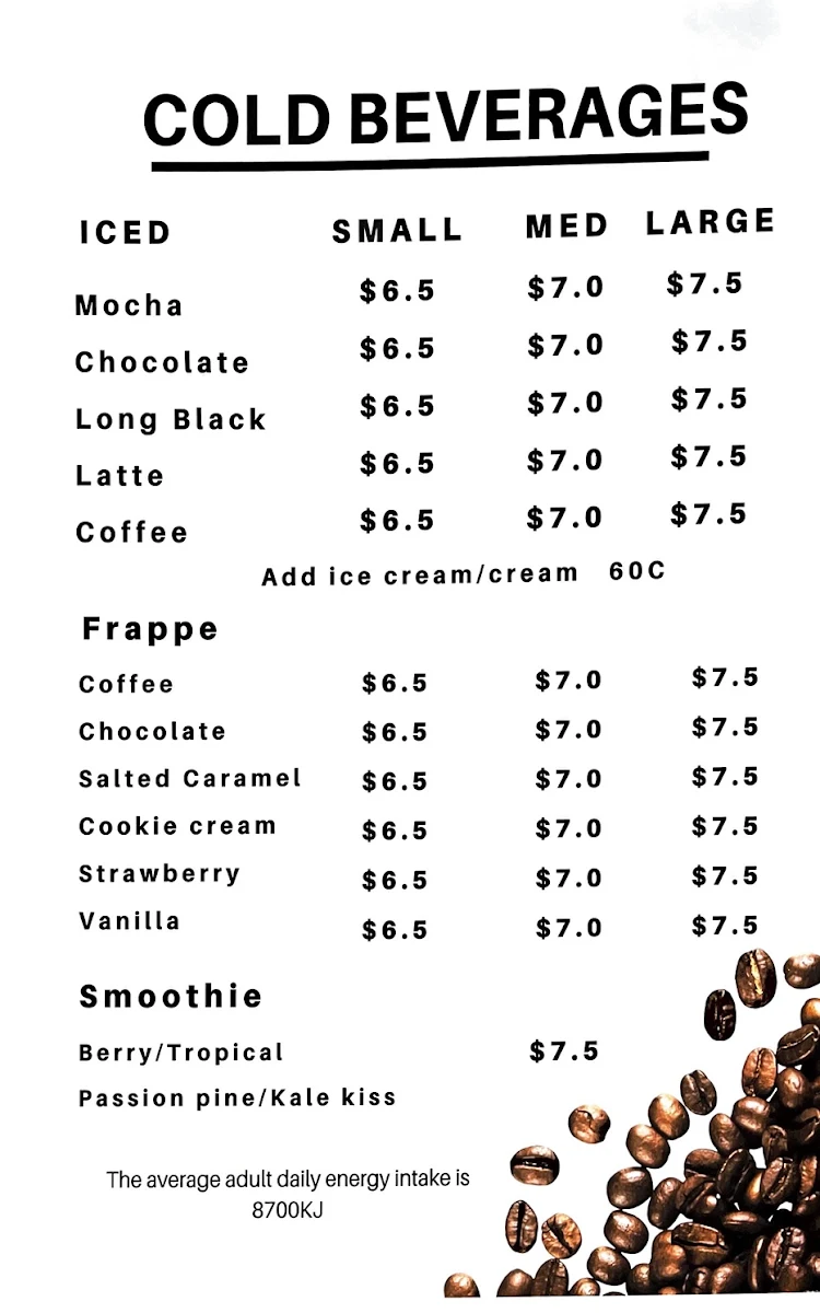 Menu, AMcoffee