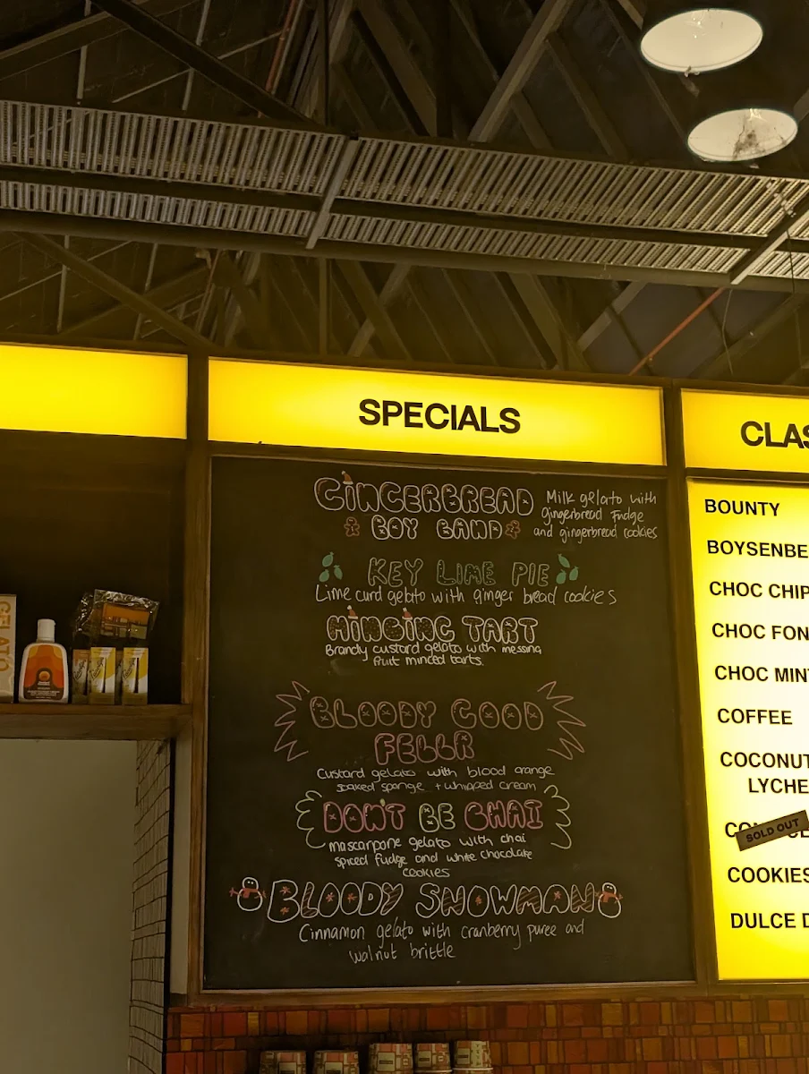 Menu, Gelato Messina Tramsheds
