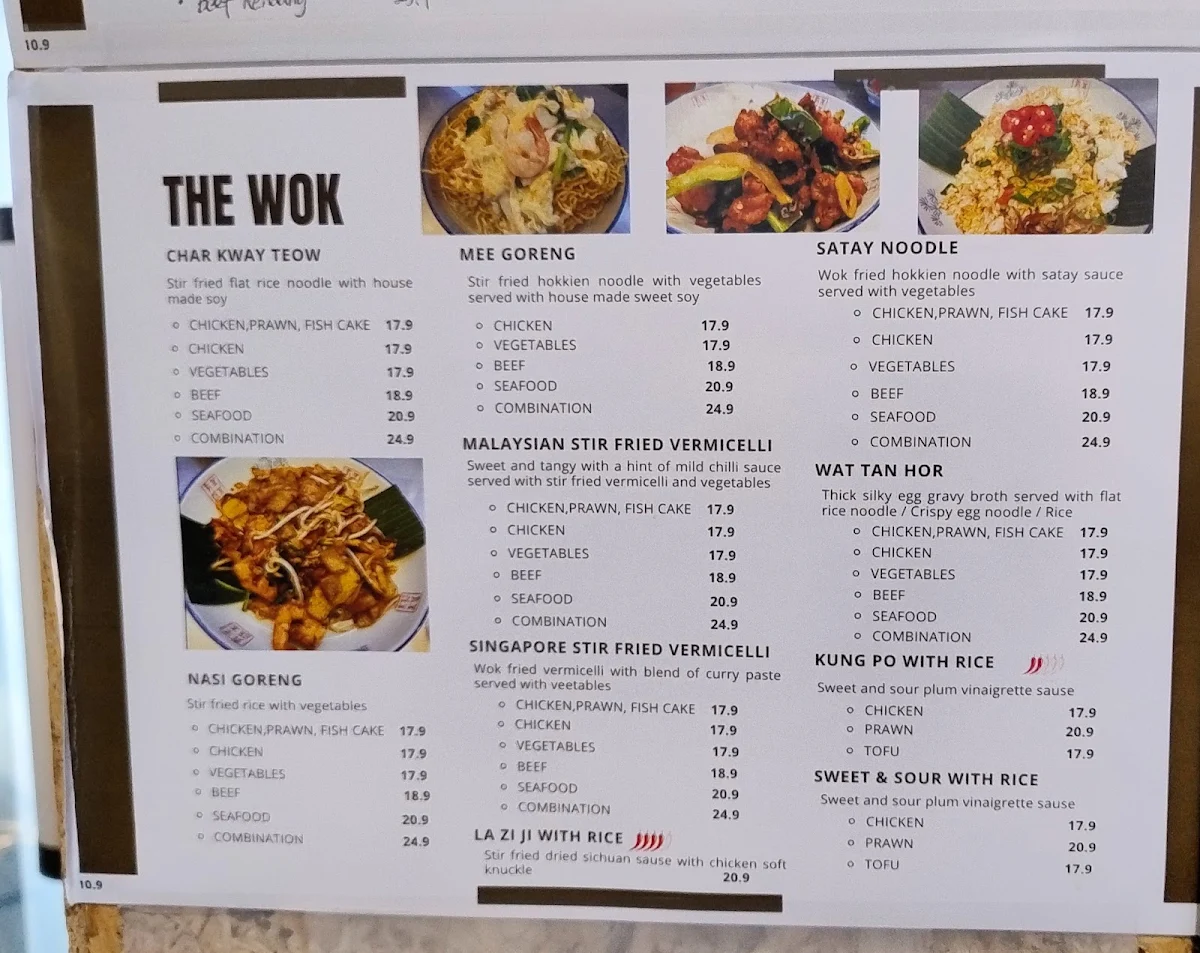 Menu, Dewok Noodle Bar