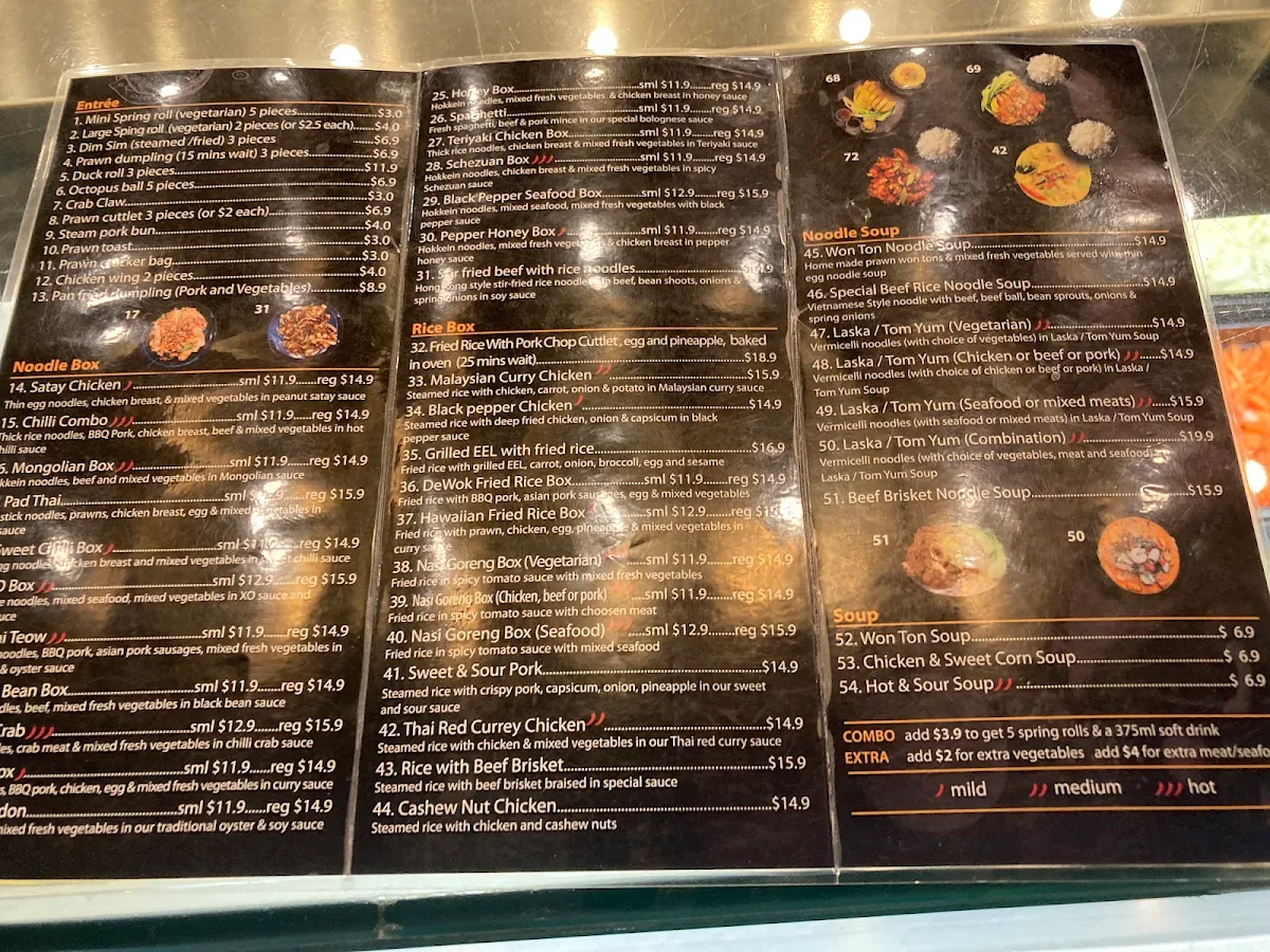 Menu, Dewok Noodle Bar