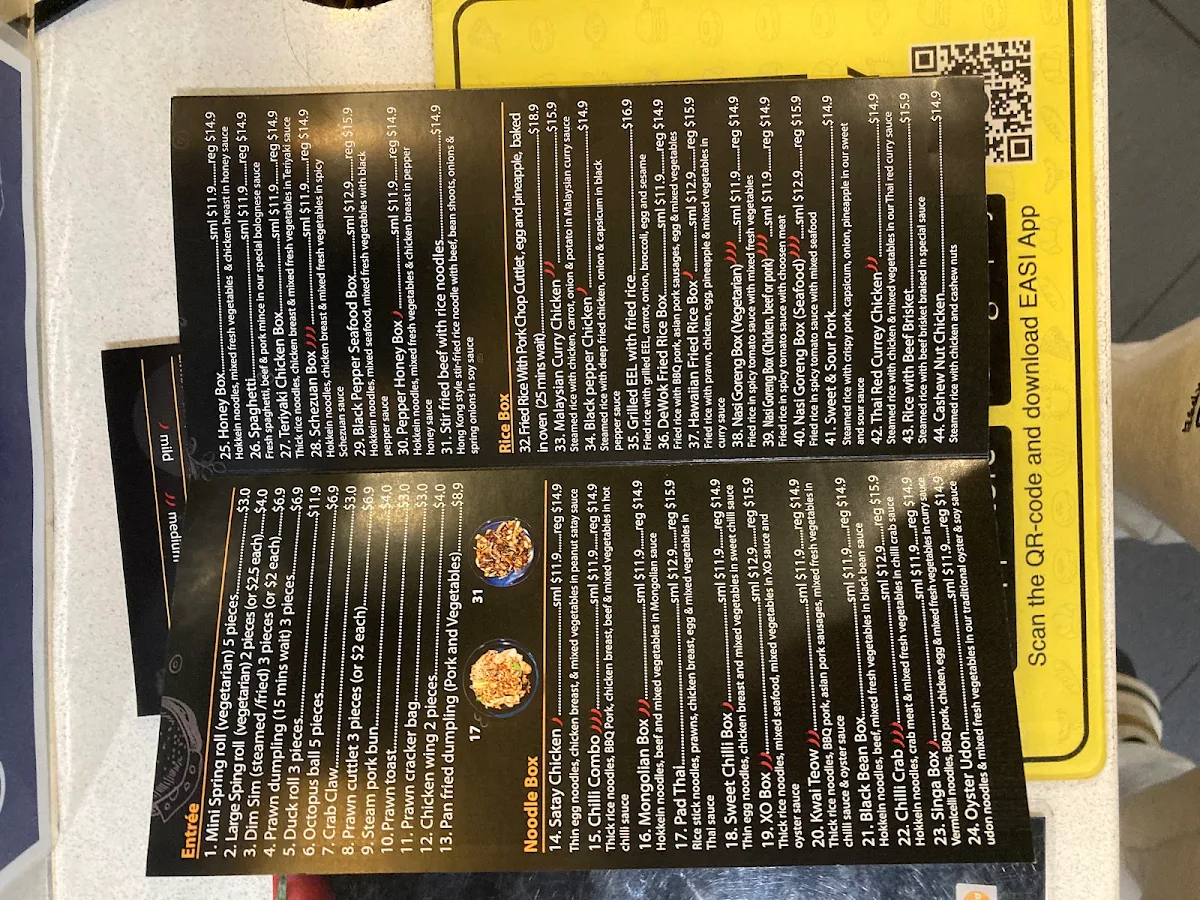 Menu, Dewok Noodle Bar