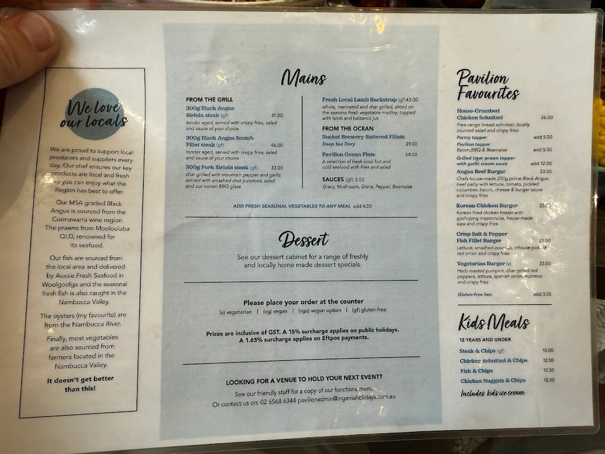 Menu, V Wall Pavilion