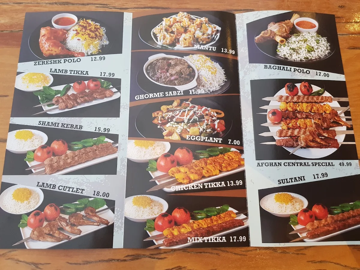 Menu, Afghan Central