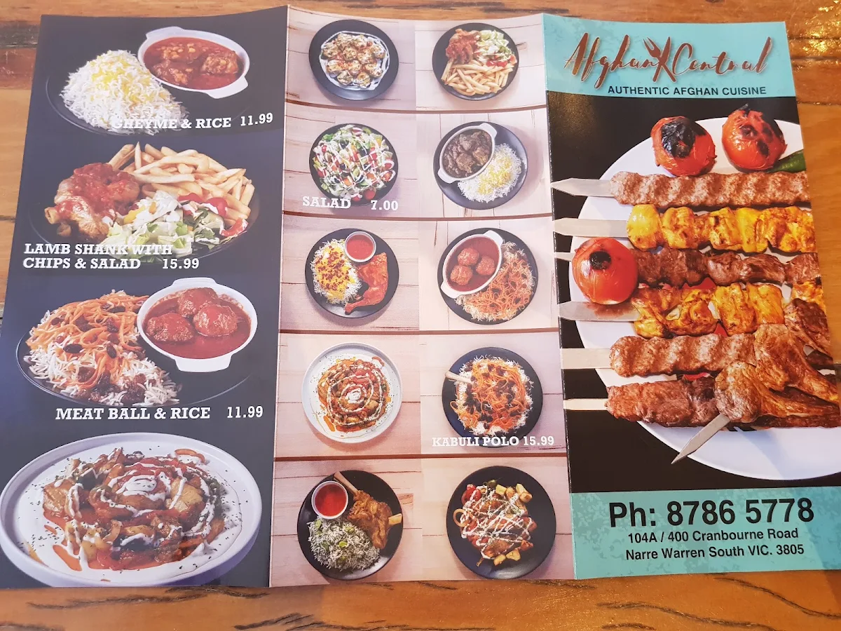 Menu, Afghan Central