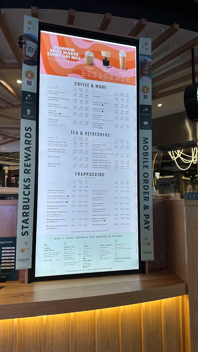 Menu, Starbucks Broadway