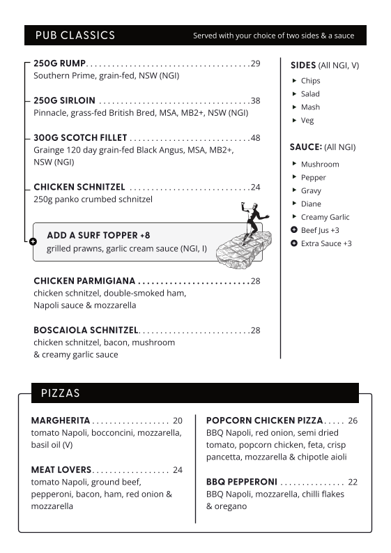 Menu, The Bradbury