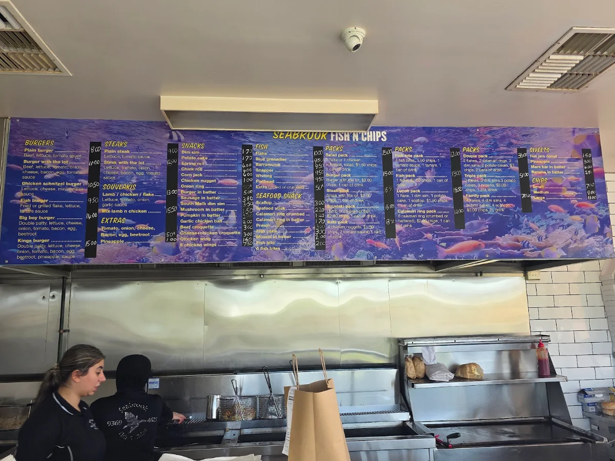 Menu, Seabrook Fish & Chips