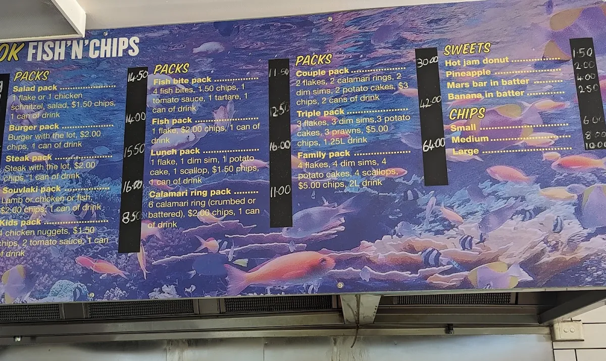 Menu, Seabrook Fish & Chips