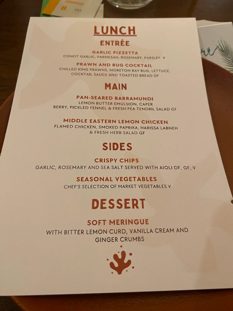 Menu, Cora Restaurant & Bar