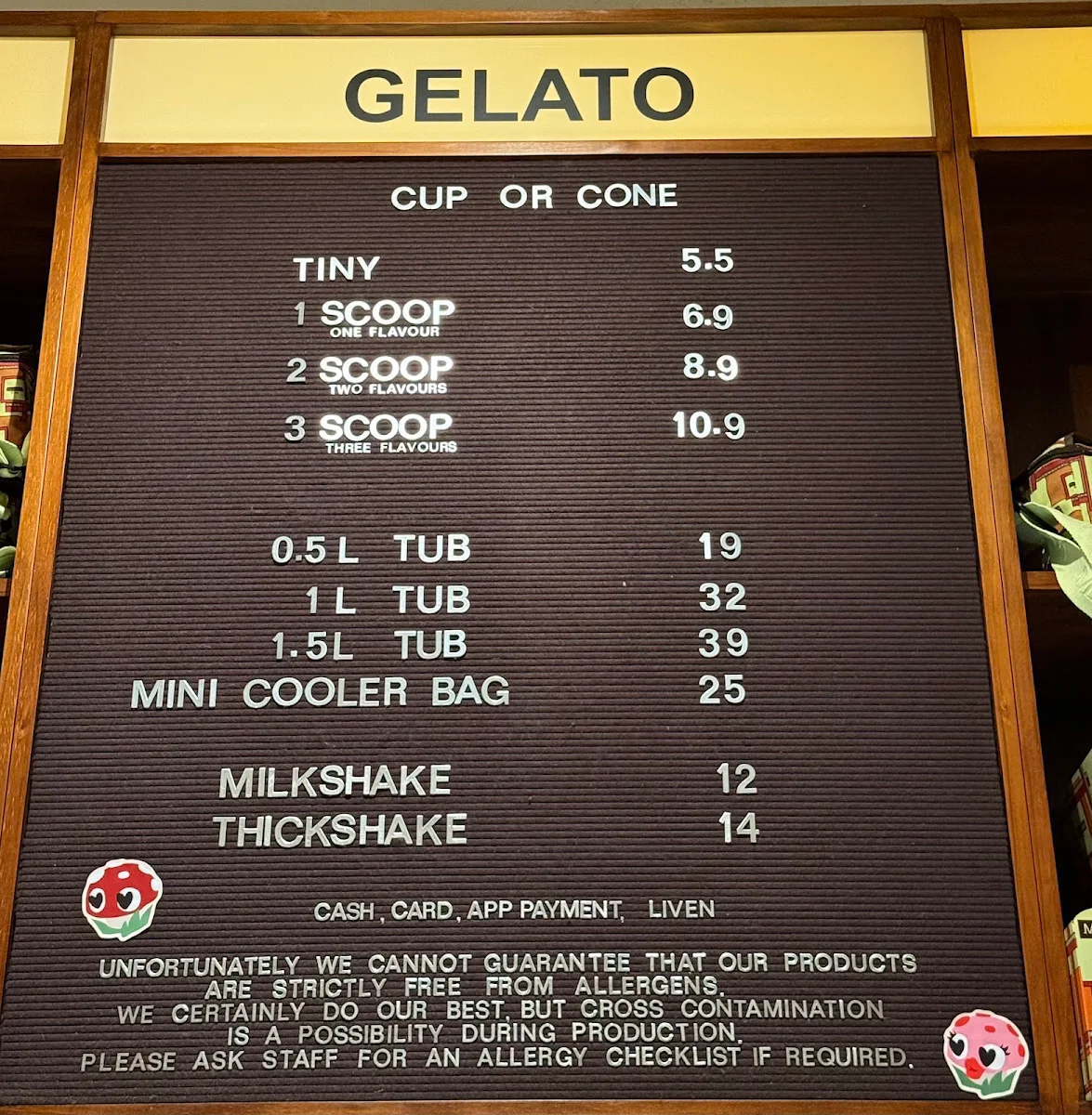 Menu, Gelato Messina Windsor