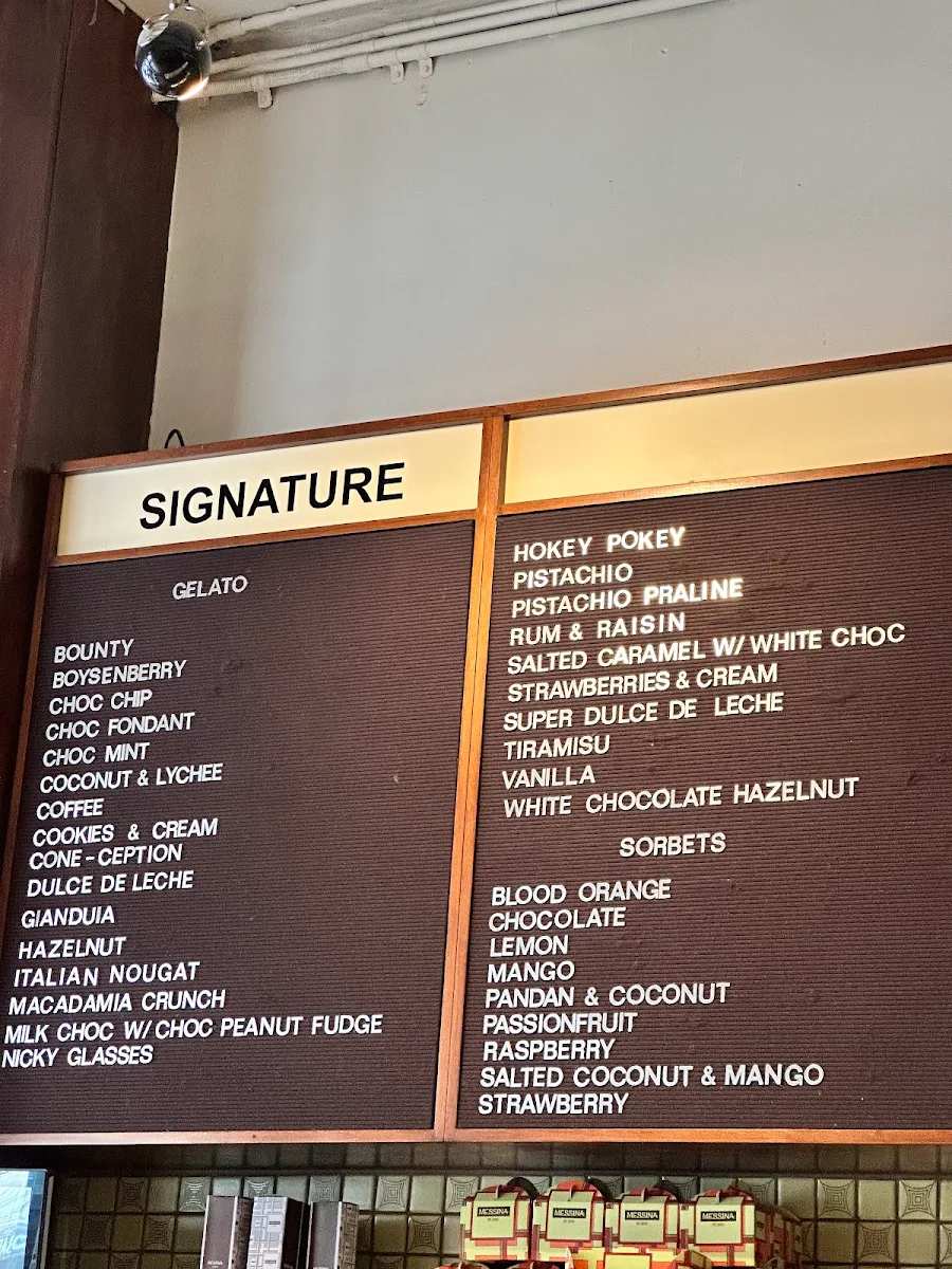 Menu, Gelato Messina Windsor