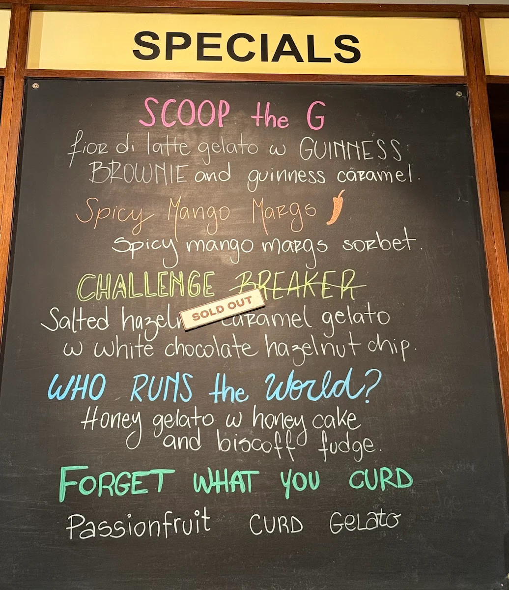 Menu, Gelato Messina Windsor