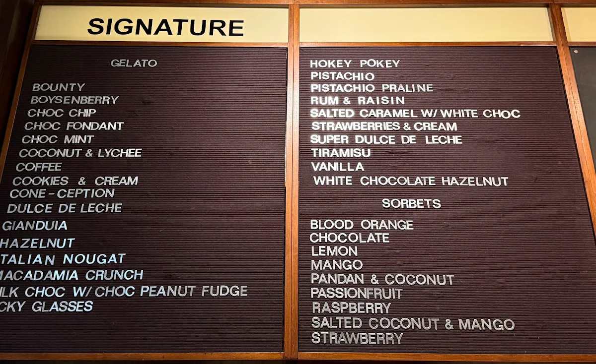 Menu, Gelato Messina Windsor