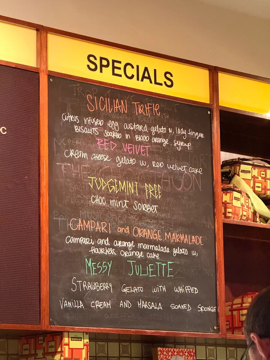 Menu, Gelato Messina Windsor
