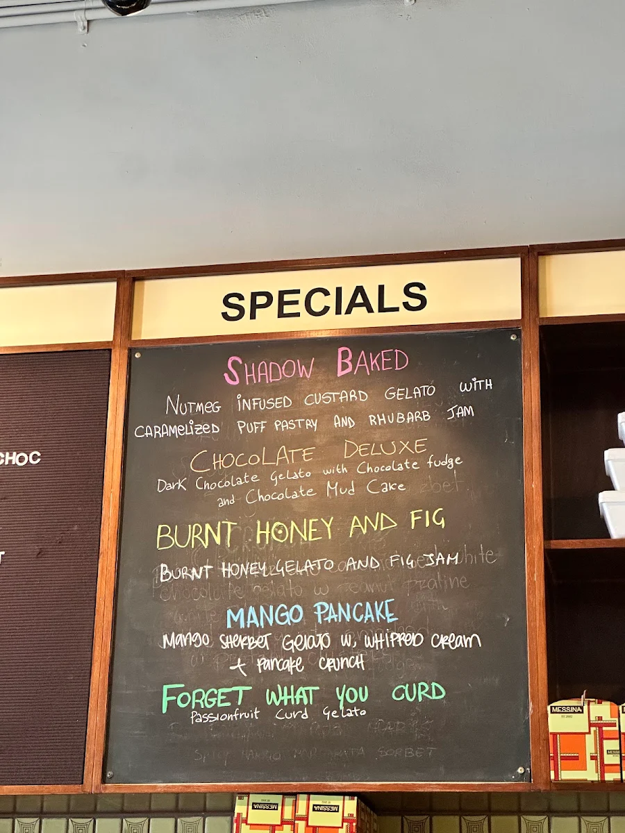 Menu, Gelato Messina Windsor