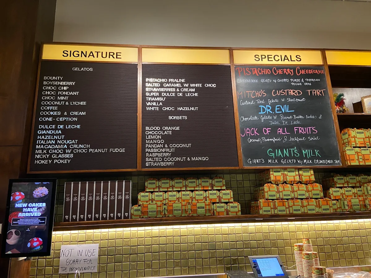 Menu, Gelato Messina Windsor