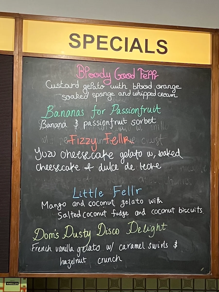 Menu, Gelato Messina Windsor