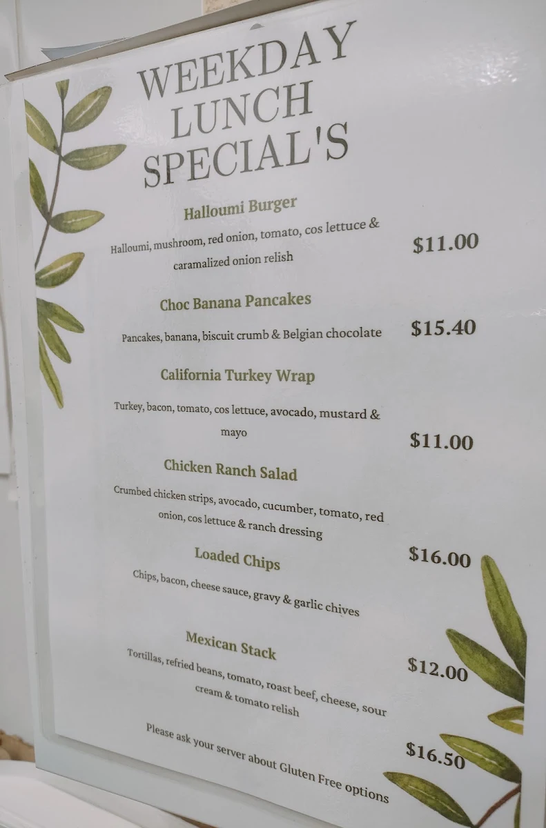 Menu, Zora Cafe