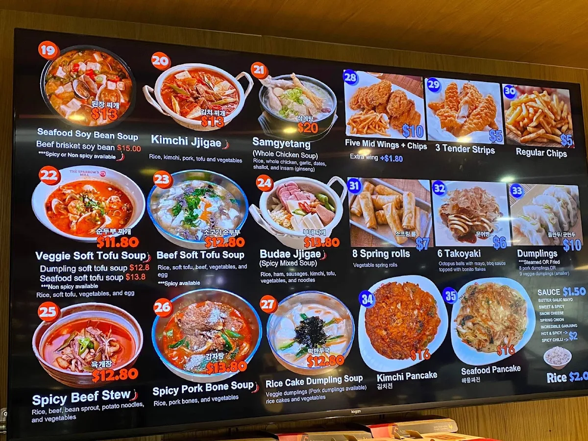 Menu, Sparrow's Mill Express (Sussex St.)