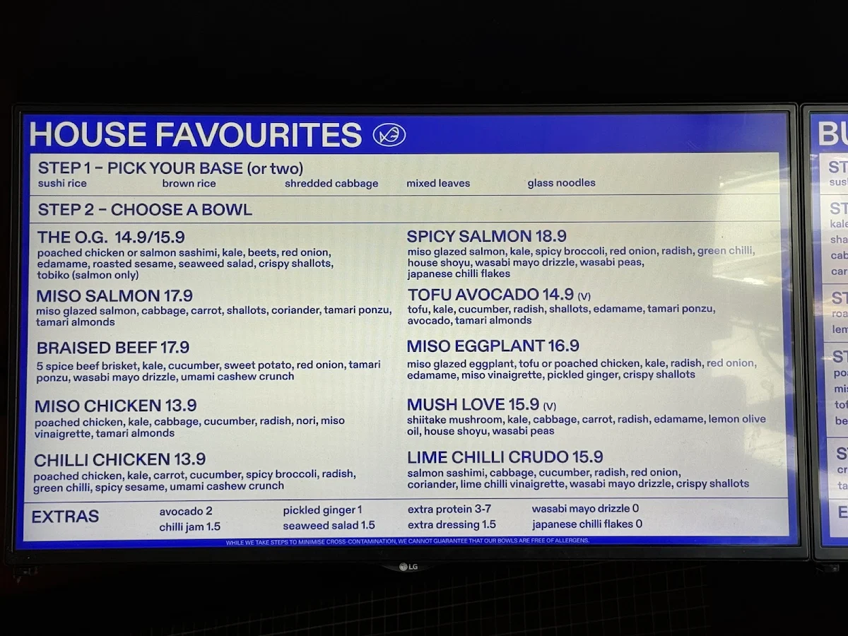 Menu, FISHBOWL - Newtown