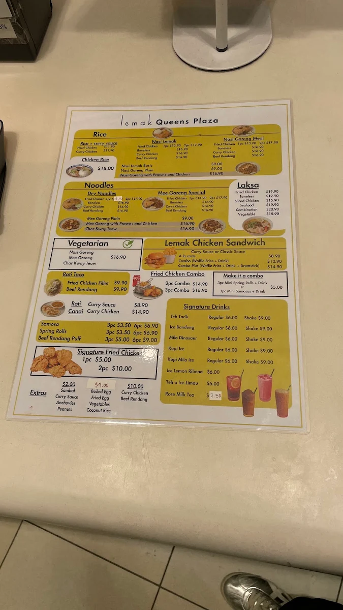 Menu, Lemak Queens Plaza