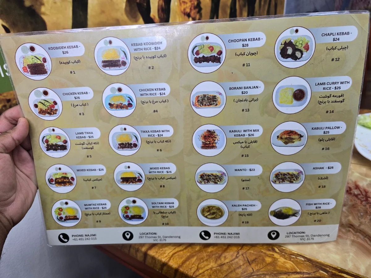 Menu, Najimii Restaurant
