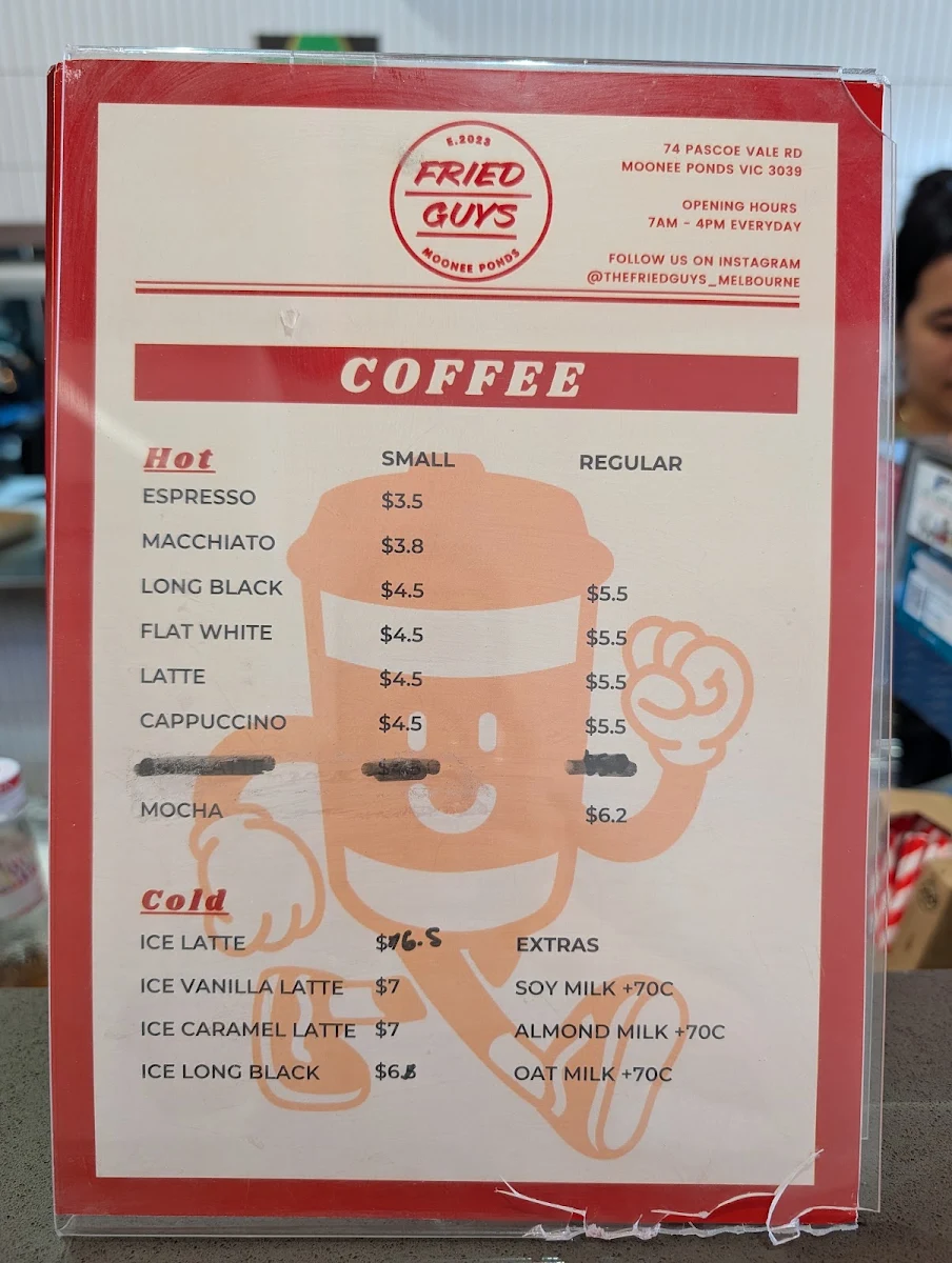 Menu, The Fried Guys