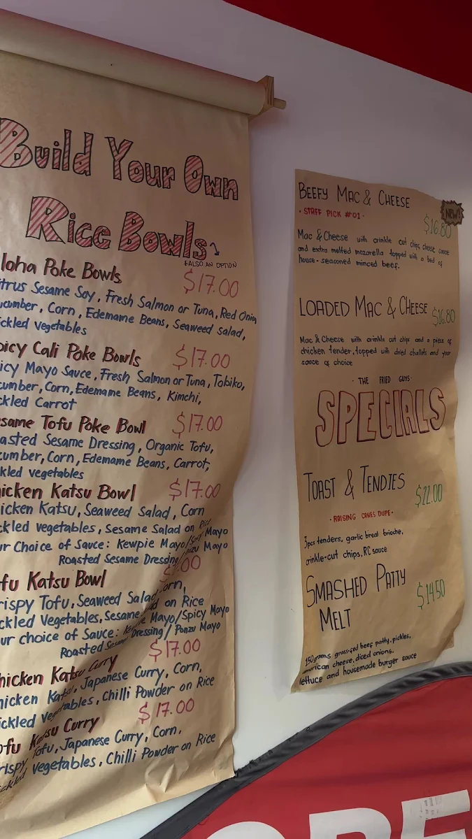 Menu, The Fried Guys