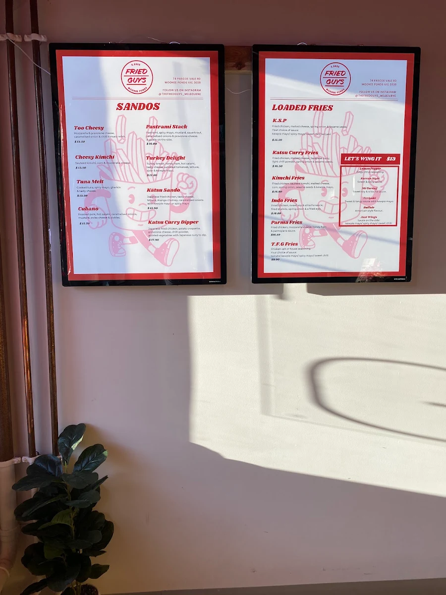 Menu, The Fried Guys