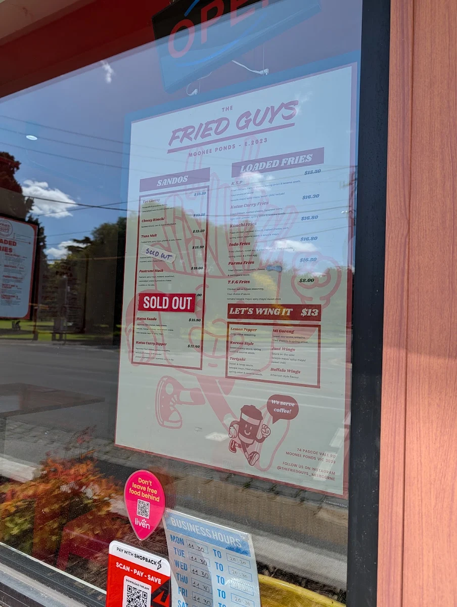 Menu, The Fried Guys