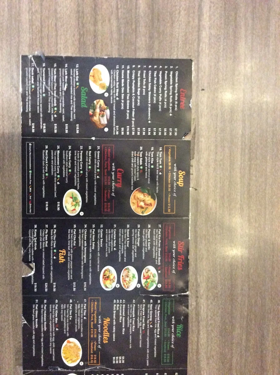 Menu, Knoxfield Thai Restaurant