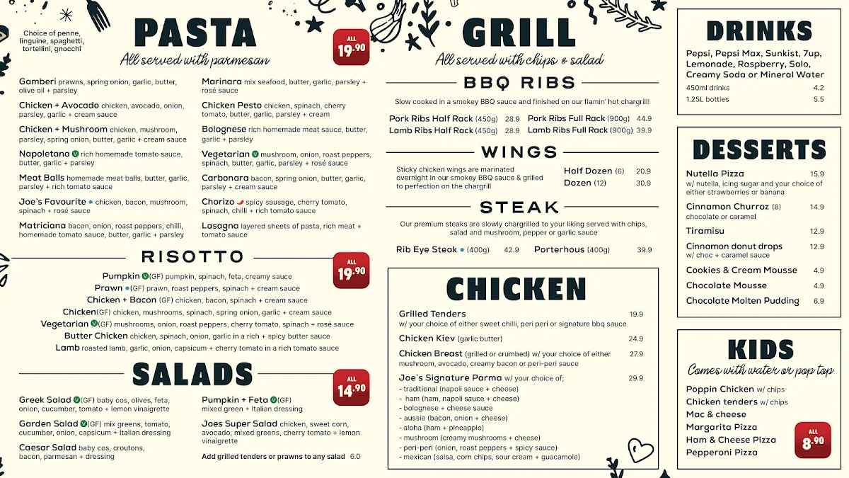 Menu, Smokin Joe's Pizza & Grill - Cairnlea