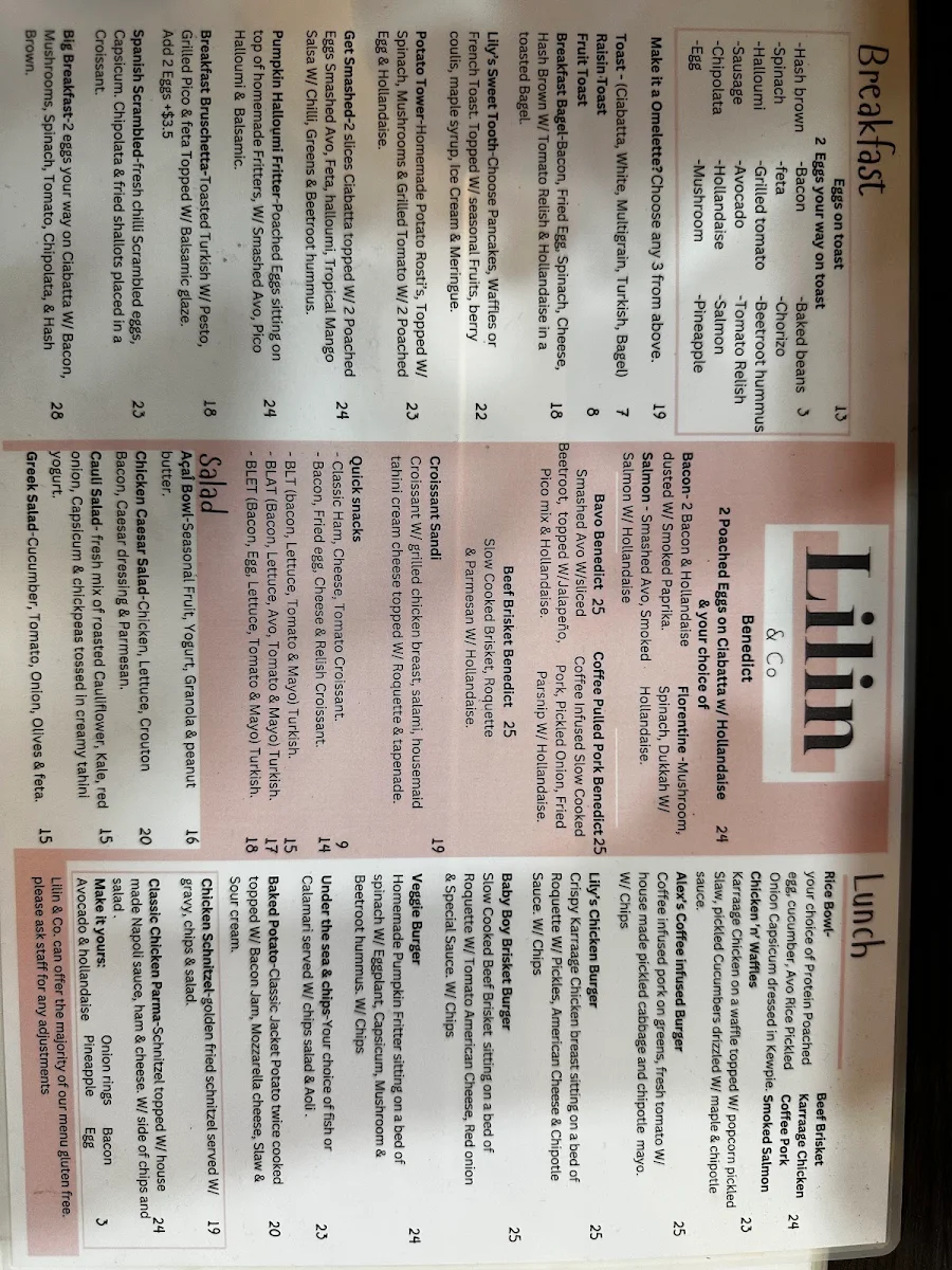 Menu, Lilin & co