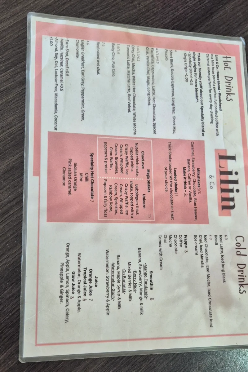 Menu, Lilin & co