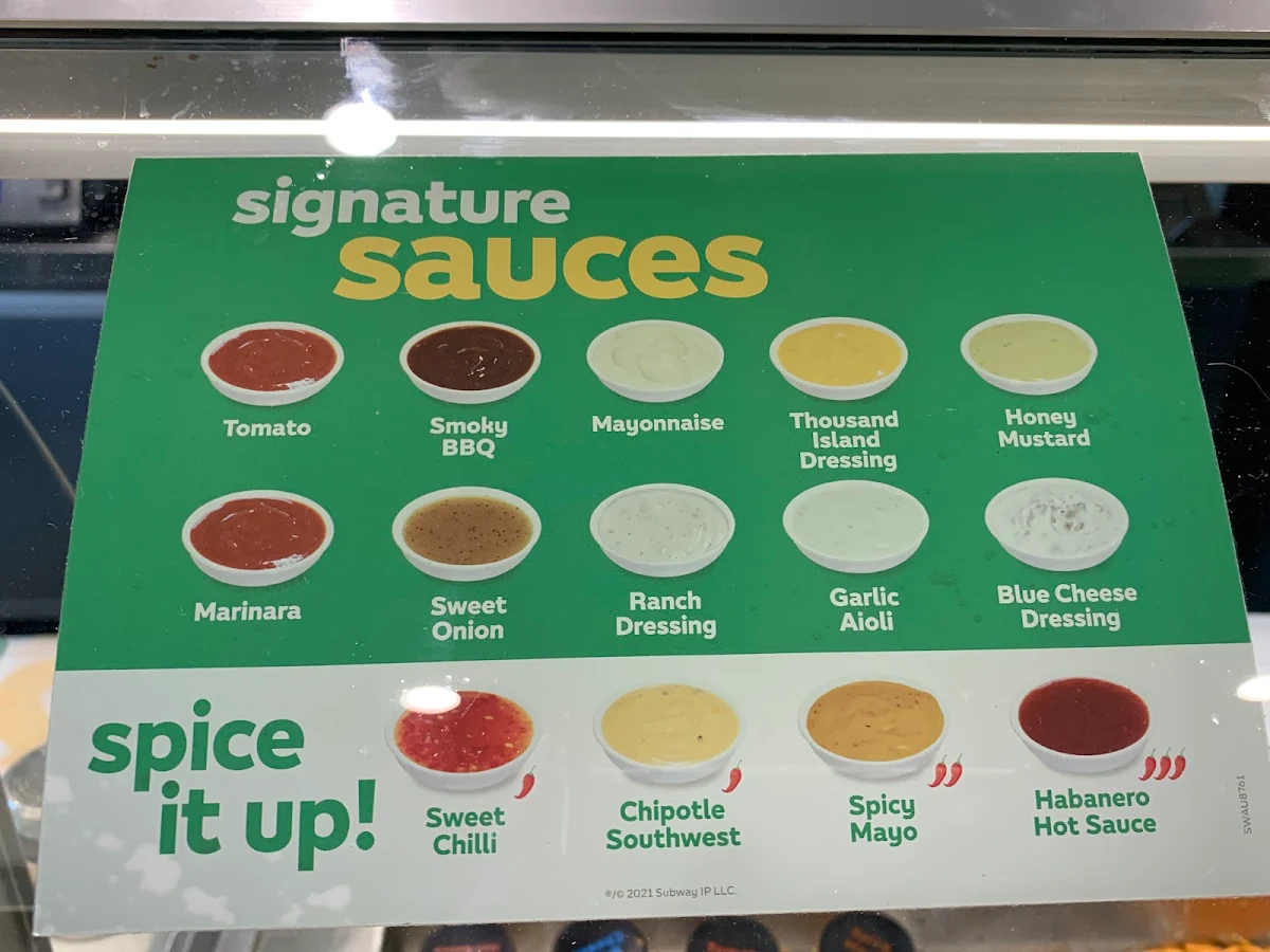 Menu, Subway