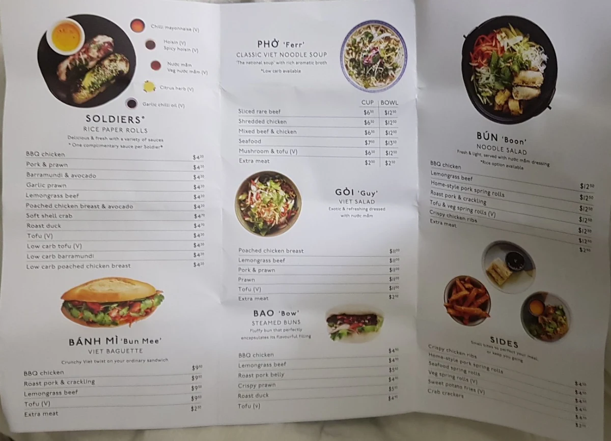 Menu, Roll'd Warringah Mall