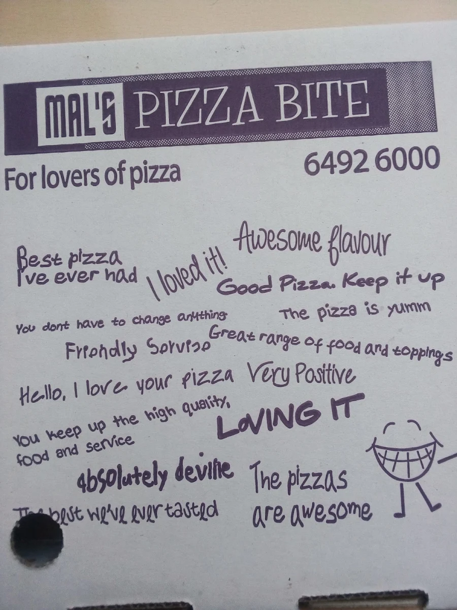 Menu, Mal's Pizza Bite