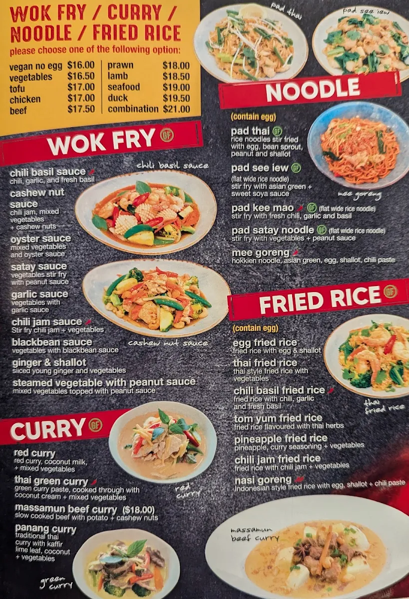 Menu, Thaitory Greystanes