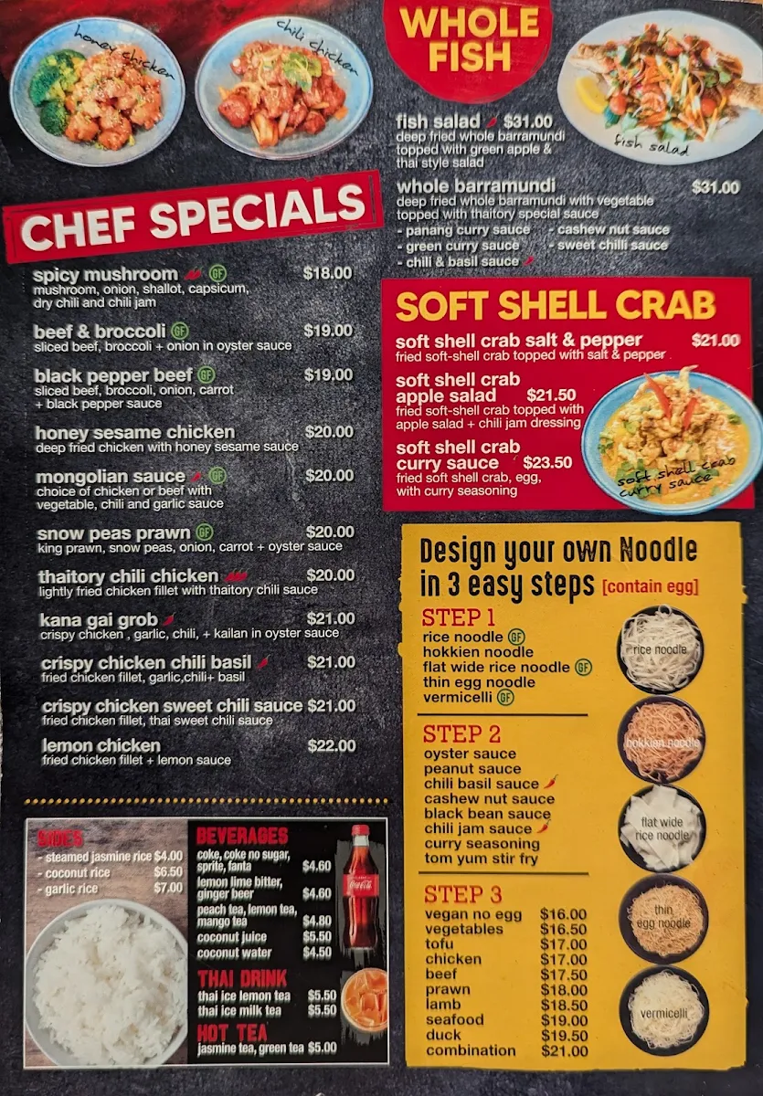 Menu, Thaitory Greystanes